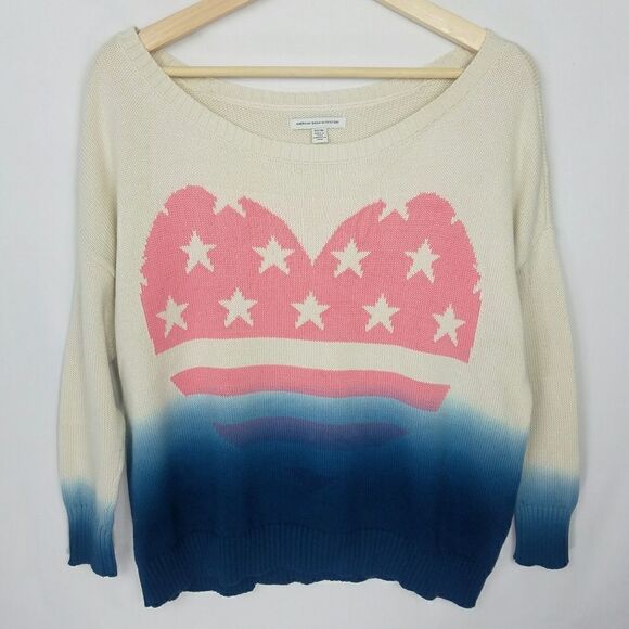 A.E.O Slouch Ombre' American Heart Sweater - Picture 3 of 8
